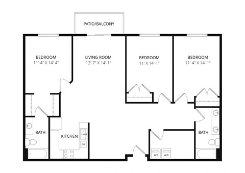 a floor plan of a bedroom apartment
